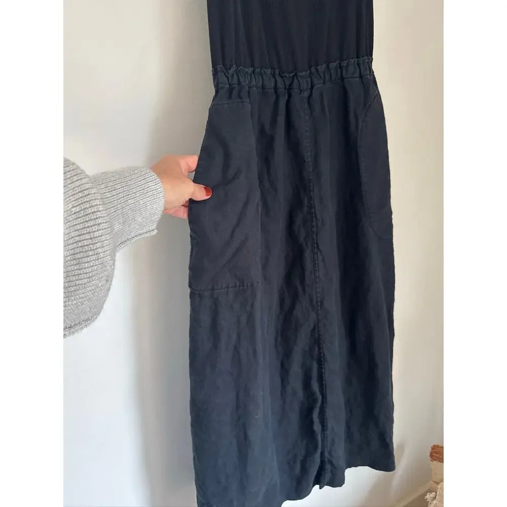 Athleta Baja Linen Racerback Casual Travel Lightweight Maxi Dress - Black S - Picture 5 of 7
